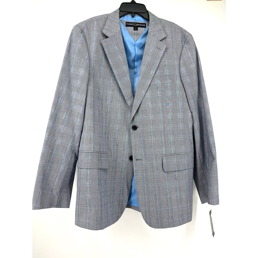 Tommy Hilfiger Men's Cotton Suit Jacket NWT Single Breasted (42RR) Gray Check